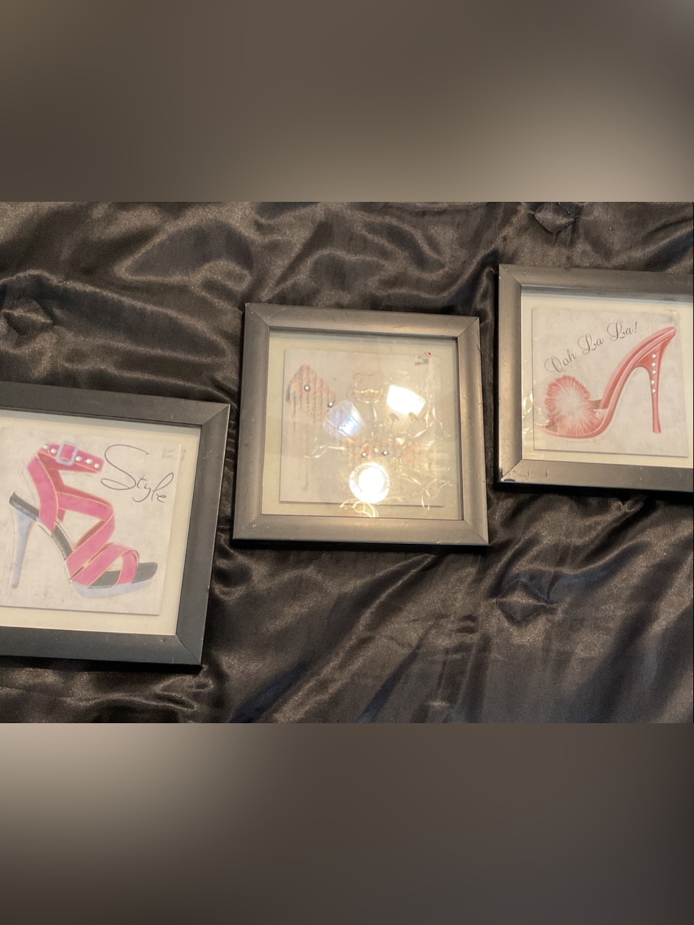 Framed Pink Shoe Wall Art Set by